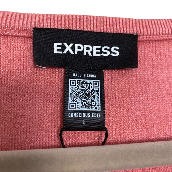 Express NWT Dusty Rose Super Soft Square Neck Cropped Long Sleeve Sweater Large‎ - Picture 3 of 7